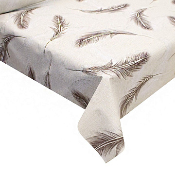 Клеенка на тканевой основе Перья 137 см серый