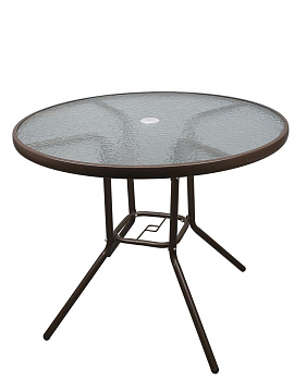 Стол садовый круглый D90см, стекло/металл