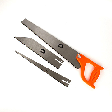 Ножовка по дереву Швик 3 сменных полотна 350мм, сталь 65Mn