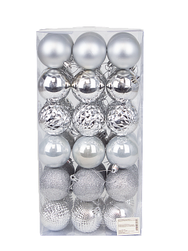 Набор ёлочных шаров 36шт 6см пластик белый