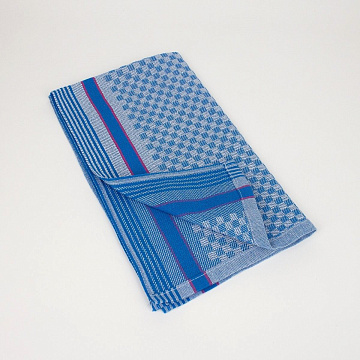 Полотенце кухонное 38х64 синий с цветной окантовкой