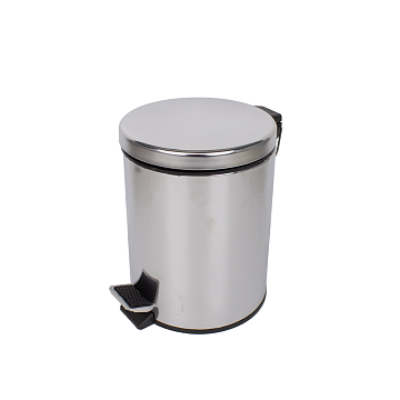 Ведро для мусора с педалью, крышка с доводчиком круглое 5л сталь нержавеющая