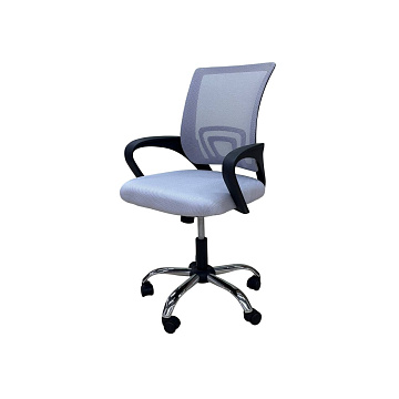 Кресло школьное на колесиках серое/хром