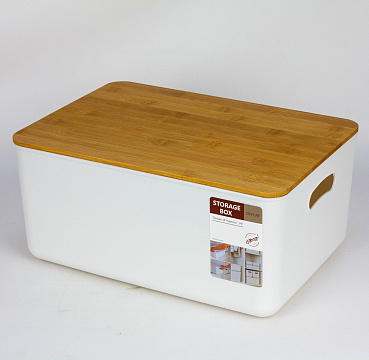 Корзина для хранения с бамбуковой крышкой 36х26х16см