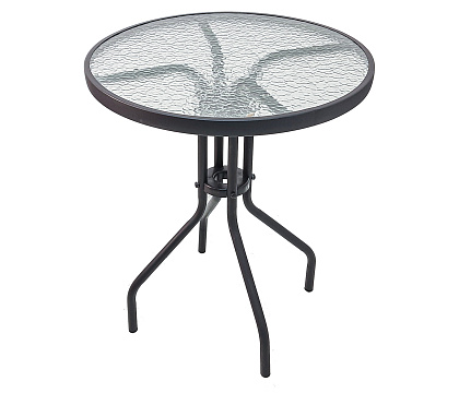 Стол садовый круглый D60х70см стекло/металл, цвет коричневый