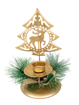 Подсвечник для свечей новогодний металл бронзовый