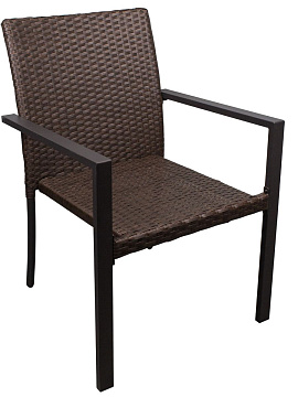 Стул искусственный ротанг, темно-коричневый, 84x54x50см