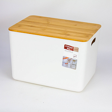 Корзина для хранения с бамбуковой крышкой 36х26х24cм