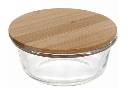 Контейнер с бамбуковой крышкой 19,5х8см круглый