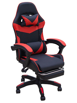 Кресло компьютерное игровое черно-красное с подставкой для ног 650х1210х490мм