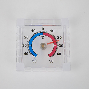 Термометр уличный стрелочный 90х90х15мм белый