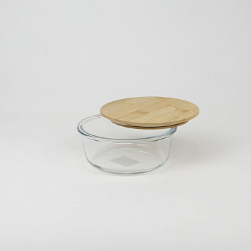 Контейнер с бамбуковой крышкой 15х6,5см круглый