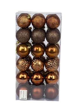 Набор ёлочных шаров 36шт 6см пластик бронзовый