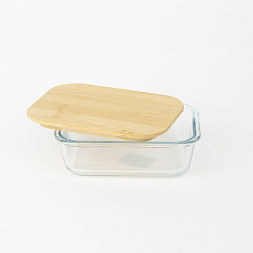 Контейнер с бамбуковой крышкой 15х20х6,5см прямоугольный