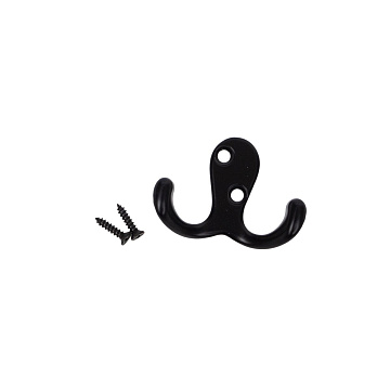 Крючок мебельный двухрожковый, черный