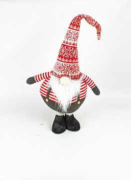 Кукла интерьерная Гном 59см красный, полиэстер