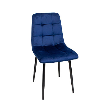 Стул синий 53,5х44х85см бархат черные ножки