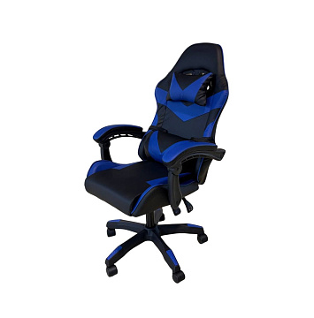 Кресло компьютерное игровое черно-синее без подставки для ног