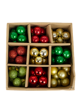 Набор ёлочных шаров 99шт 3см пластик красный, зеленый, золотой