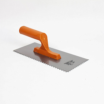 Гладилка из нержавеющей стали 280х125мм зуб 4х4мм пластиковая ручка