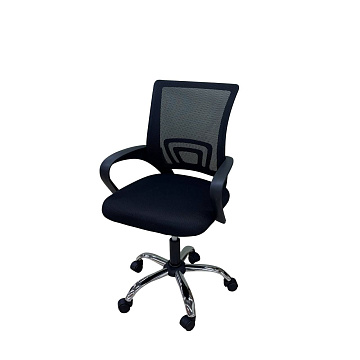 Кресло школьное на колесиках черное/хром