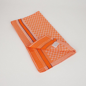 Полотенце кухонное 38х64 оранжевый с цветной окантовкой