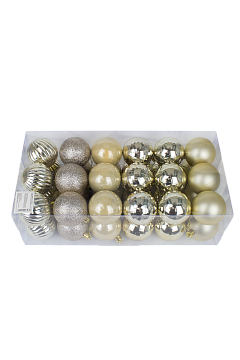 Набор ёлочных шаров 36шт 6см пластик серебряный