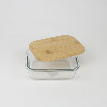 Контейнер с бамбуковой крышкой 12,8х17,3х6см прямоугольный