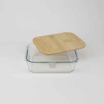 Контейнер с бамбуковой крышкой 16,5х22х7см прямоугольный