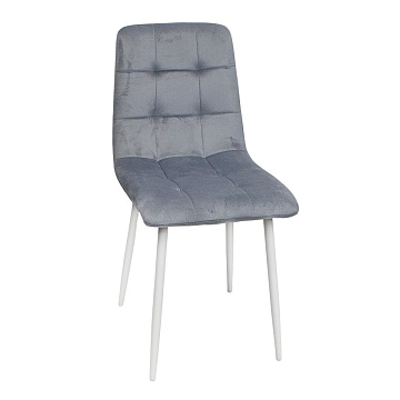 Стул светло-серый 53,5х44х85см бархат белые ножки