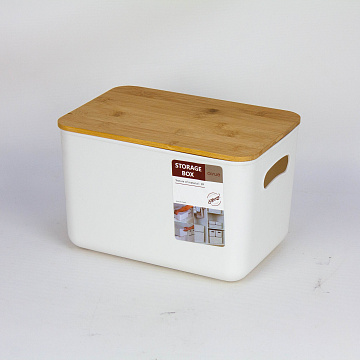 Корзина для хранения с бамбуковой крышкой 26х18х16см