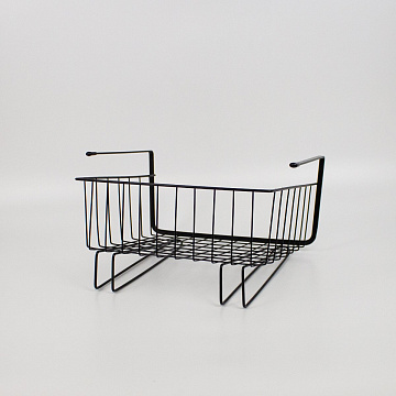 Корзина подвесная на полку с держателем для полотенец 30х24,5х18,5 см черный металл