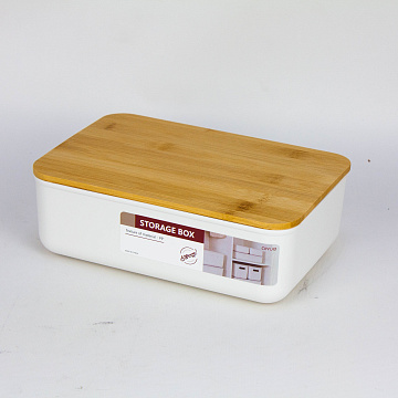 Корзина для хранения с бамбуковой крышкой 26х18х8см