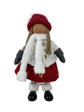 Кукла интерьерная Девочка 42см красный, полиэстер