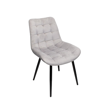 Стул светло-серый 59x48.5x87см искусственный велюр черные ножки