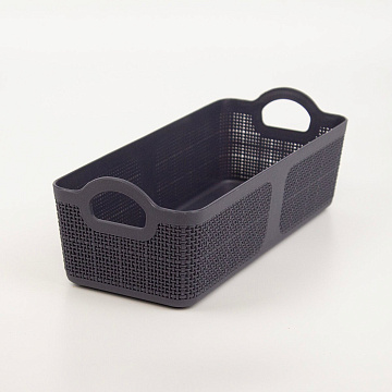 Корзина для хранения 28x12x8см, серый пластик