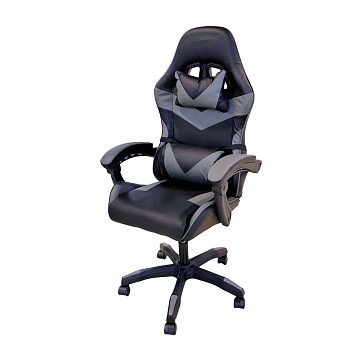 Кресло компьютерное игровое черно-серое без подставки для ног