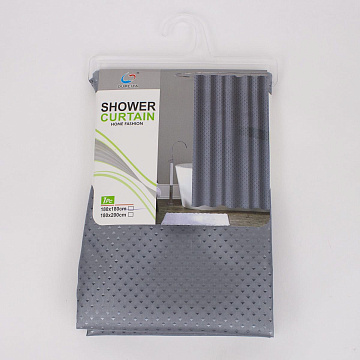 Штора для ванной 180х180cм, полиэстер, серый