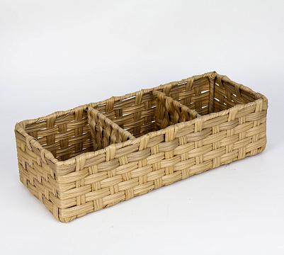 Корзина Прямоугольная солома, сталь, 39х16х10см