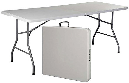 Стол складной 180х76х74см, пластик, белый