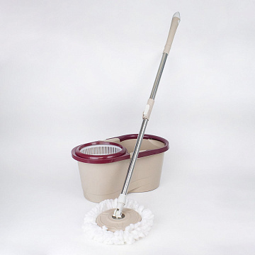 Комплект для уборки швабра и ведро с отжимом центрифуга пластик, 2 насадки