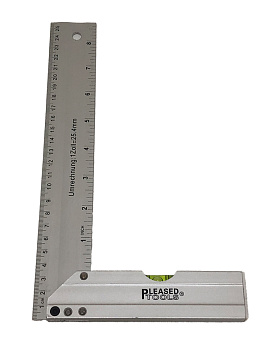 Угольник с уровнем 25см